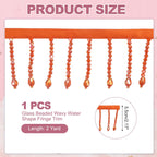 2 Yard 2.2 in Rhinestone Ribbon Tassel Irregular, Orange