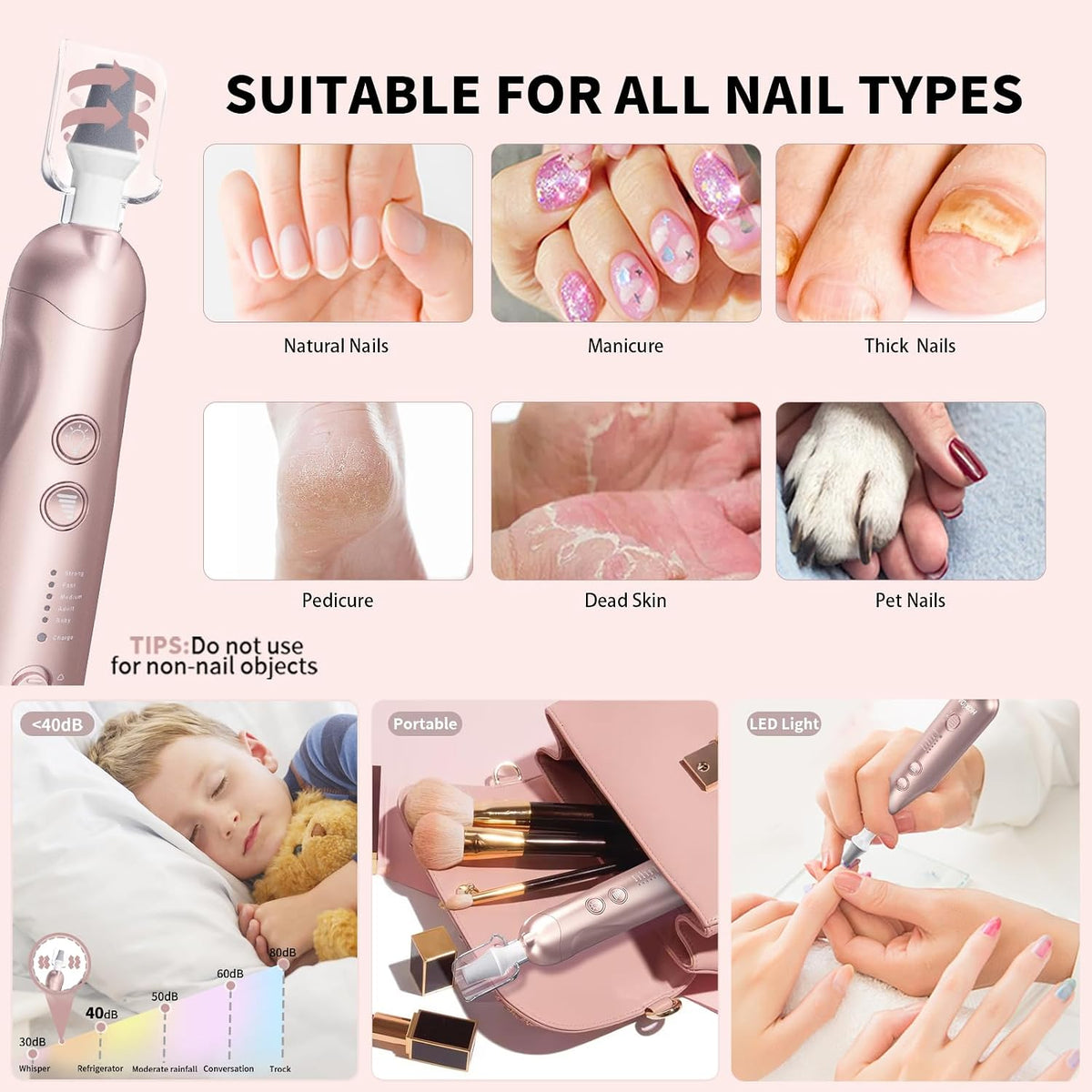 Nail Drill Grinder for Senior Thick Toenail Manicure Pedicure Kit