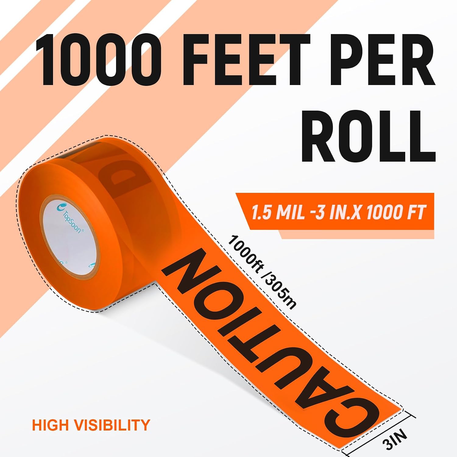 Non-Adhesive Orange Caution Tape 3-Inch by 1000-Feet Do Not Enter Tape Roll, Highly Visible Barricade Tape Premium