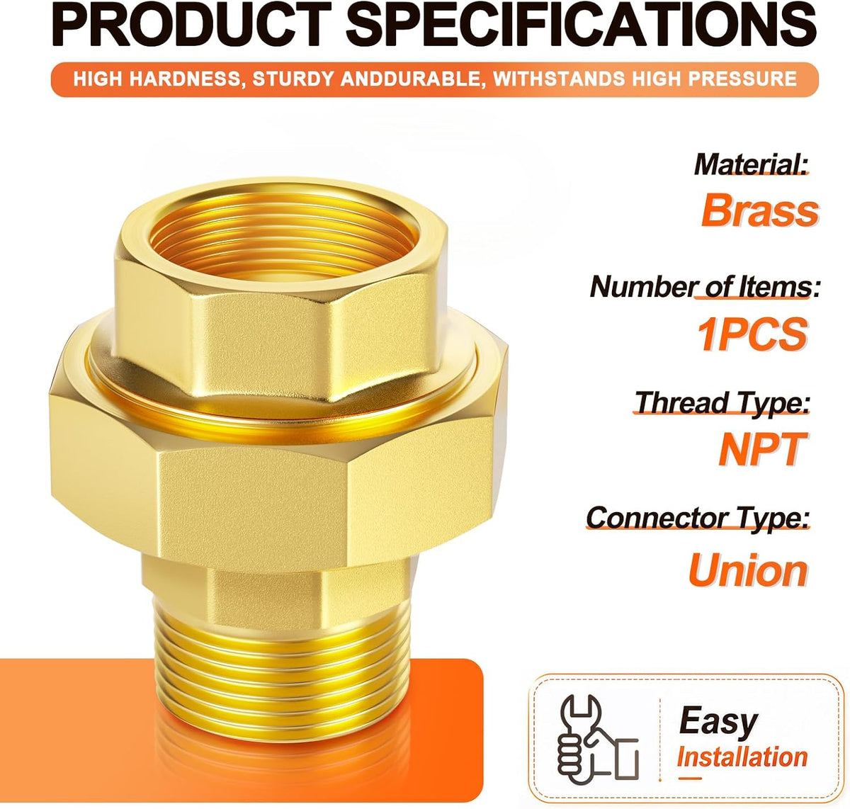 GASHER 1" NPT (F x M) Brass Union Pipe Fitting