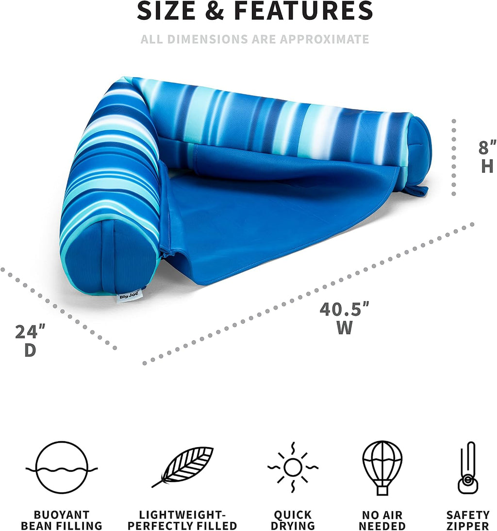 Noodle Sling No Inflation Needed Pool Seat with Armrests, Blurred Blue Double Sided Mesh, Quick Draining Fabric, 3 feet