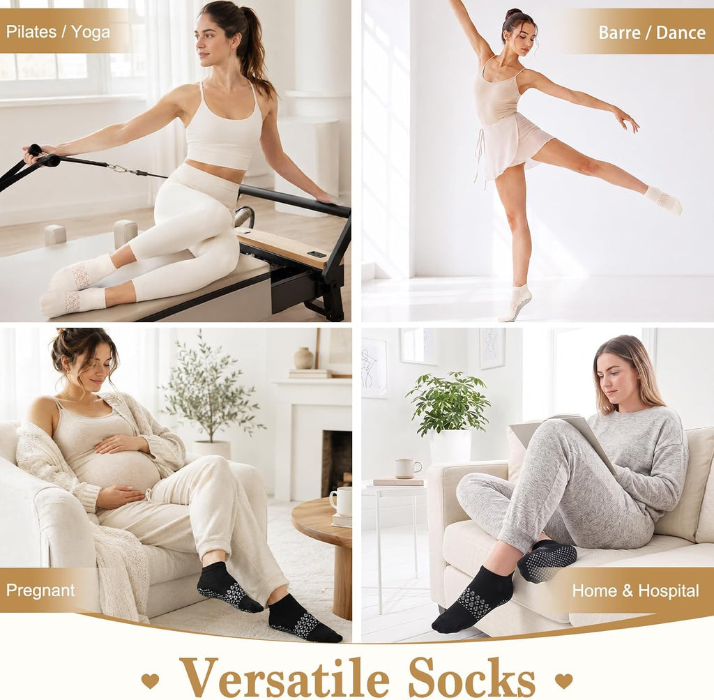 Pilates Socks for Women, Ankle Grip Yoga Non Slip Socks Gift Box