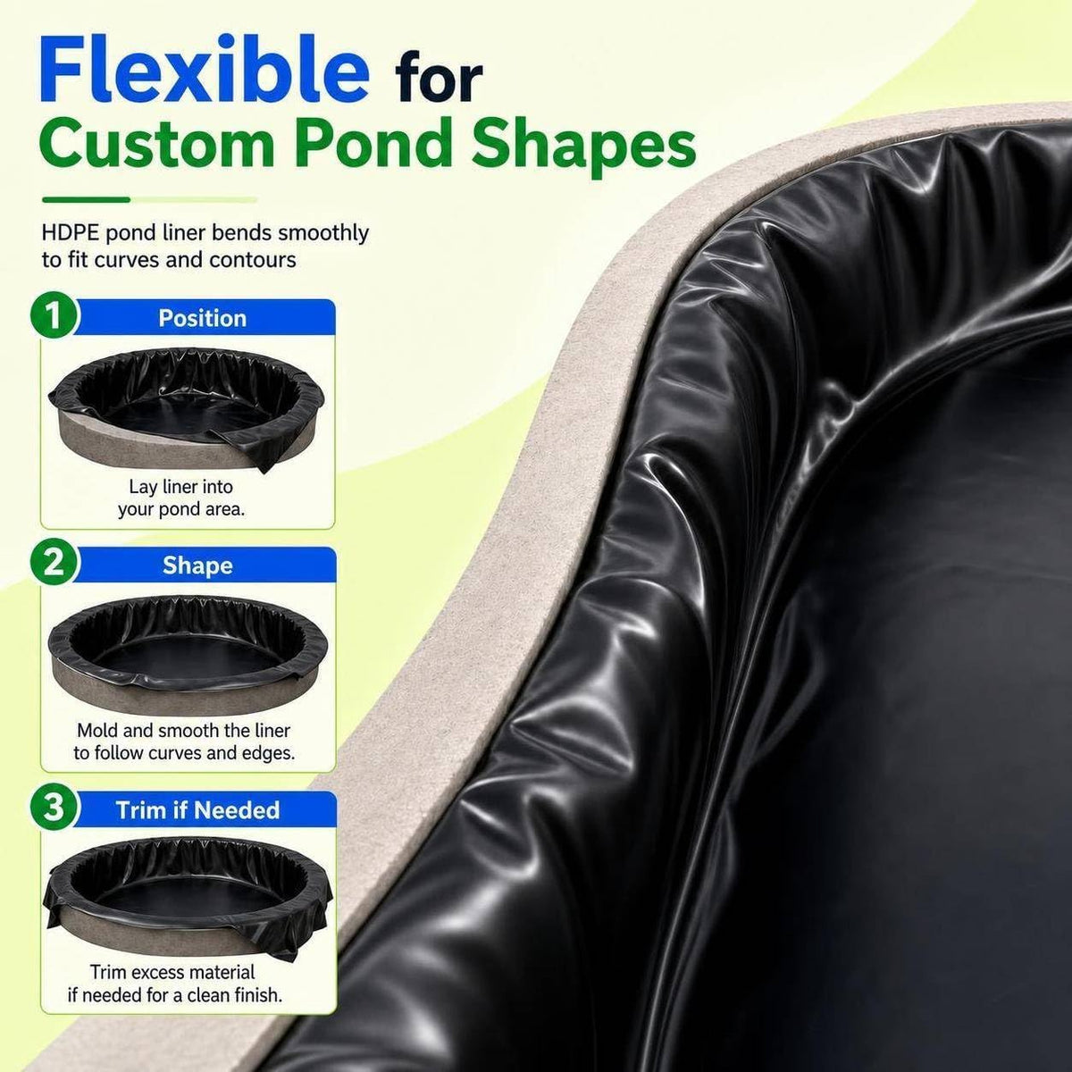 7 x 10 FT Pond Liner, 20 Mil HDPE Pond Liners for Outdoor Ponds