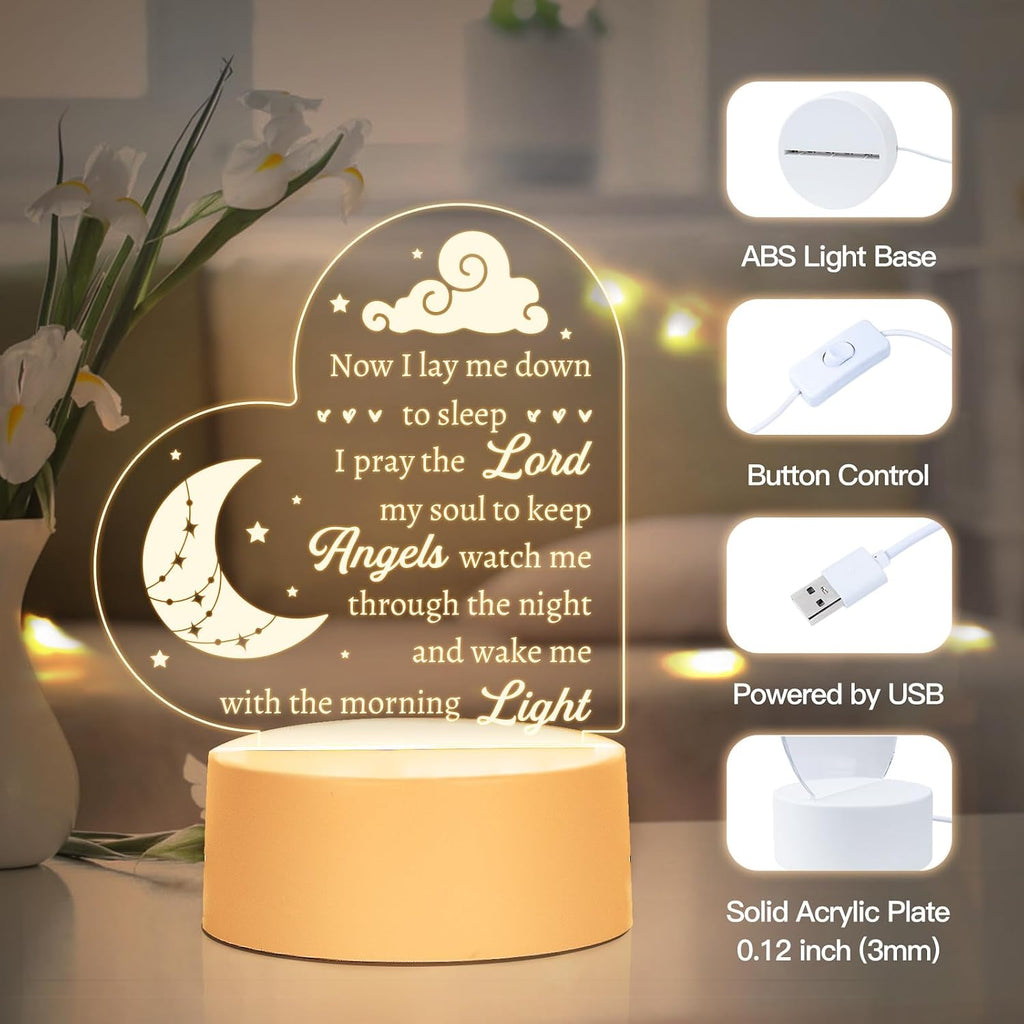 Baptism Gifts for Girl Boy, Cozy Baby Nursery Night Light for Bedtime Prayer, Baby Christening Gifts for Boys Girls