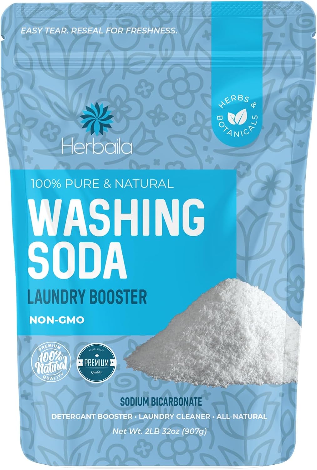 Washing Soda 32 oz - Super Soda Pure Detergent Booster - Non-GMO Fragrance-Free Soda Ash - Multi-Surface Household