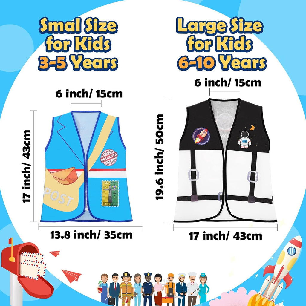 10 Pcs Kids Community Helper Dress Up Vest Career Cosplay Cloth Toddlers Occupation Pretend Play Costume (3-5 Years)