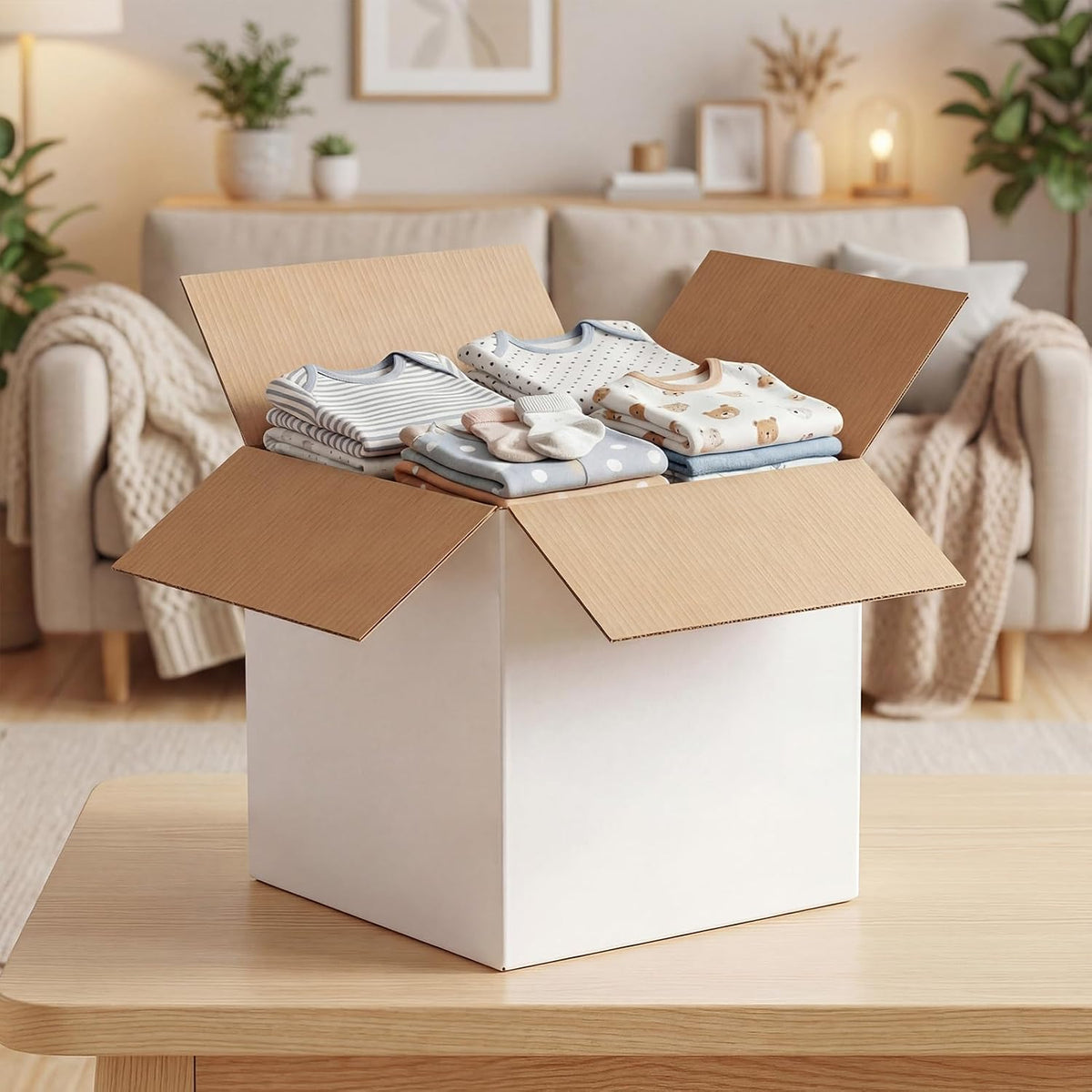 9x9x9 Shipping Boxes 15 Pack, White Corrugated Cardboard Boxes with Side-Lock and Pre-Applied Double-Sided Tape, Easy