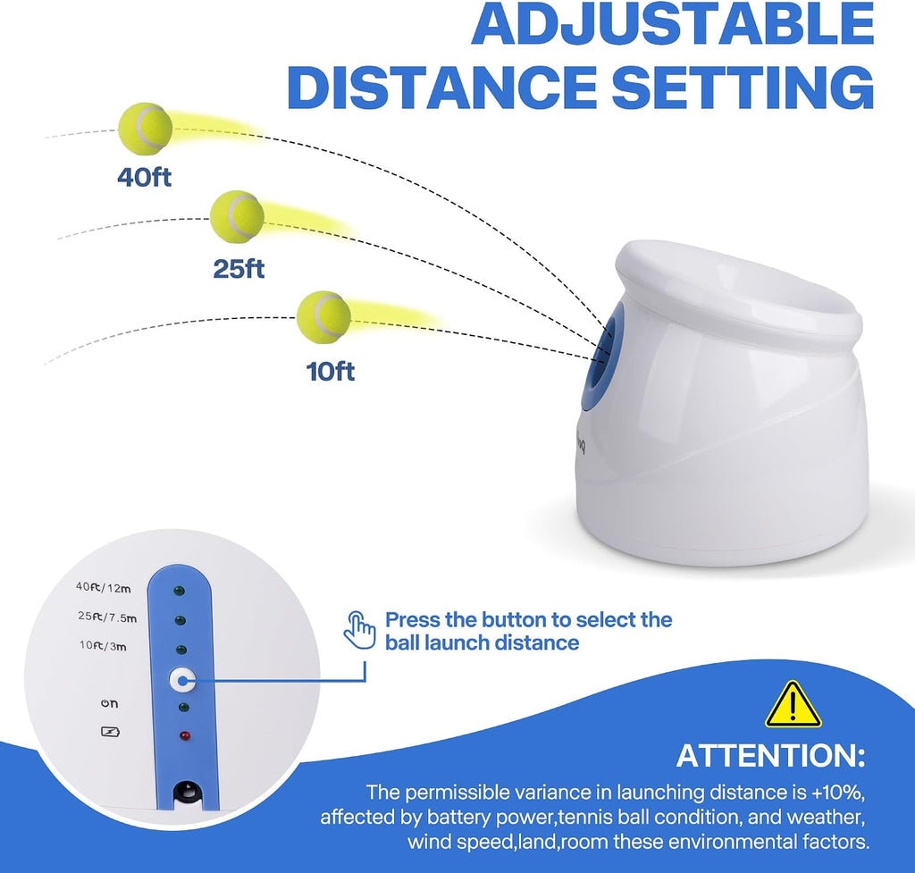 Automatic Ball Launcher for Large Dogs，Adjustable 10-40ft Distance,Rechargeable Dog Ball Thrower with 6 Tennis