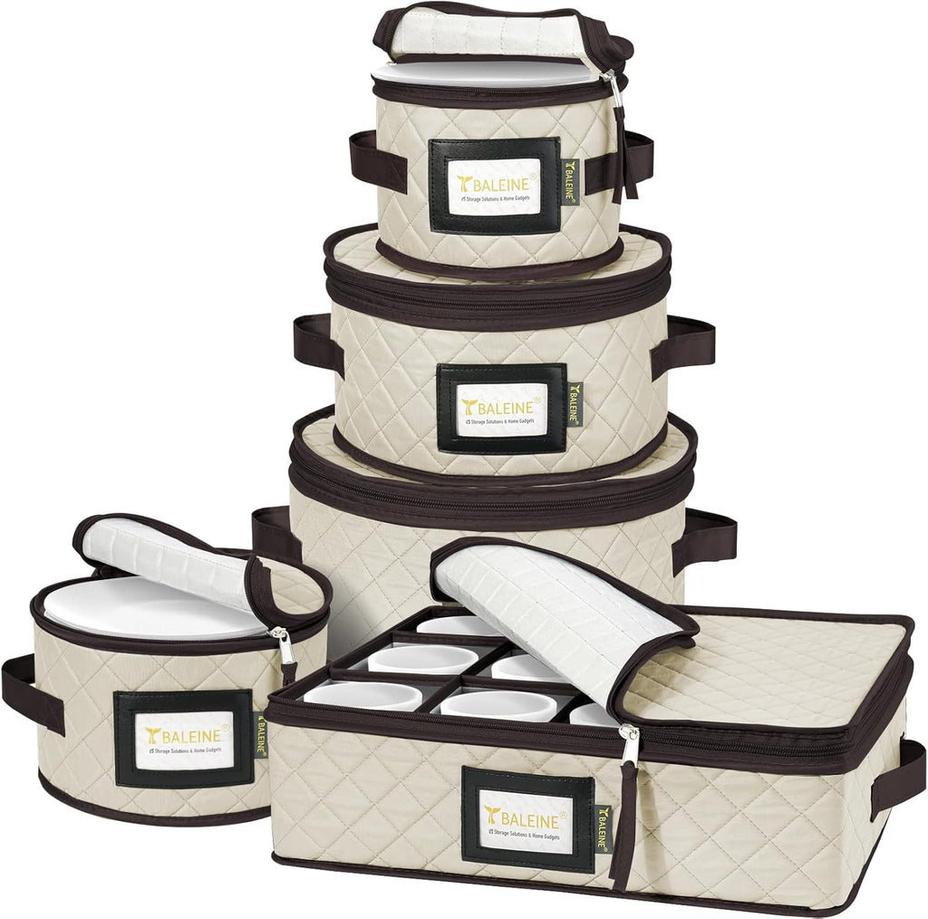 China Storage Containers, Sturdy Quilted Wine Glass Storage, Plate Organizer with Carry Handles, Moving Boxes for