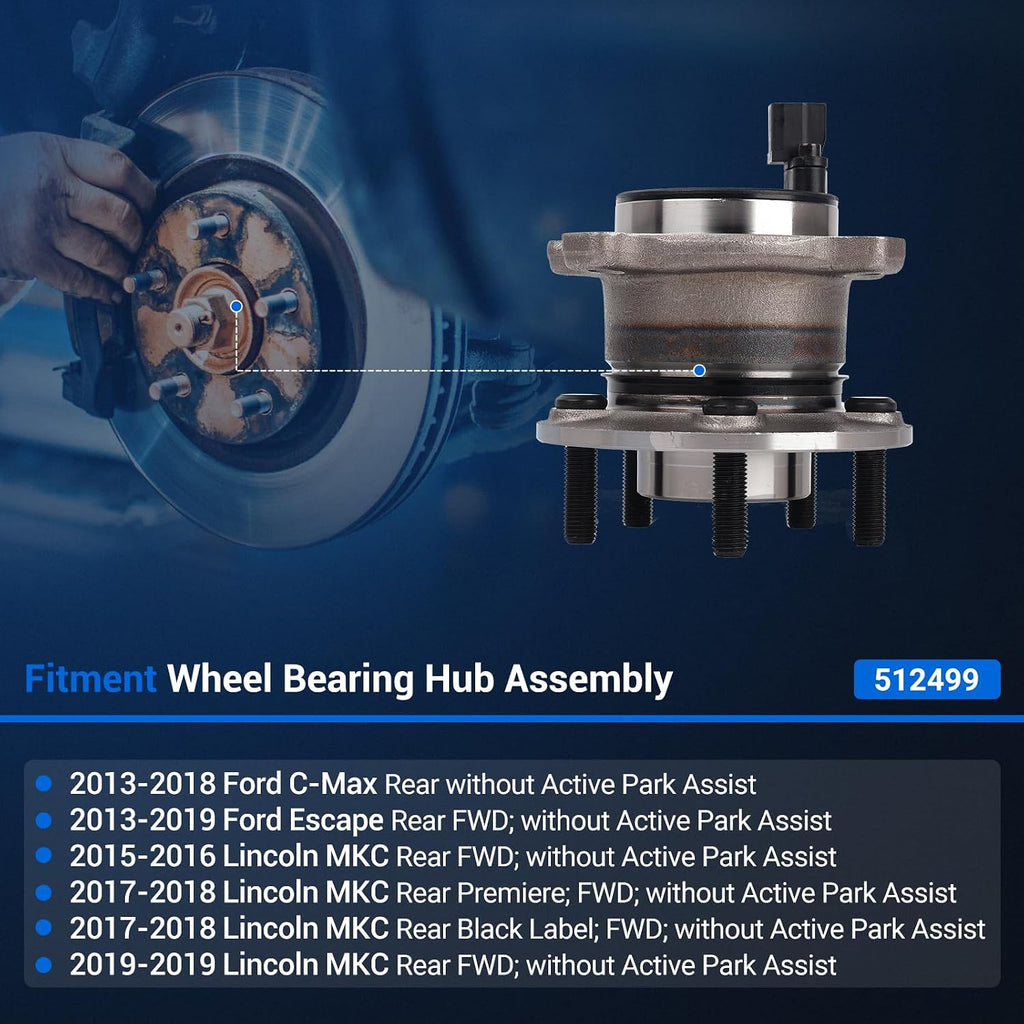 Autoround 512499 Rear Wheel Hub Assembly Fits Ford Escape 2013-2019