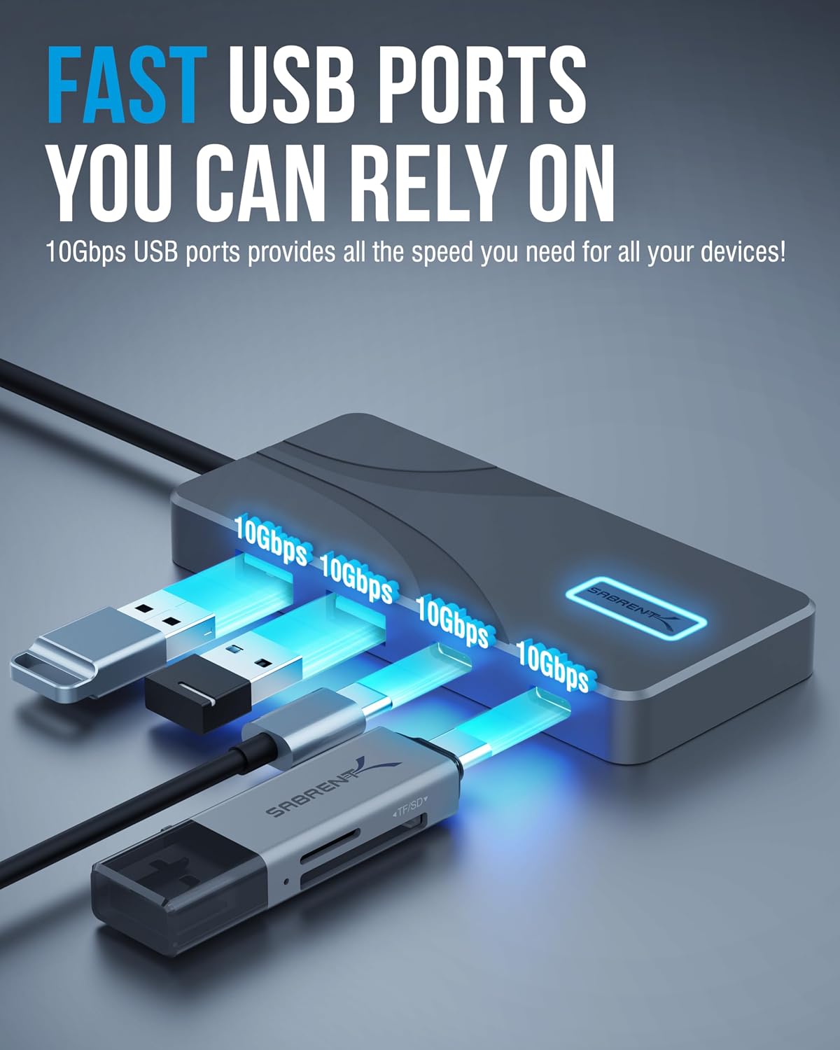 5-in-1 USB-C Hub, 10Gbps, 4K HDMI, 80W Laptop Charging (HB-TG5P) | Powered USB-C Hub, Single HDMI - 1 display max