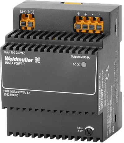 WEIDMULLER - 2580210000 - AC/DC DIN Rail Power Supply (PSU), 1 Output, 30 W, 5 V, 6 A