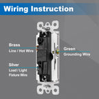 BESTTEN 10 Pack Single Pole Decorator Wall Light Switch, 15A 120/277V