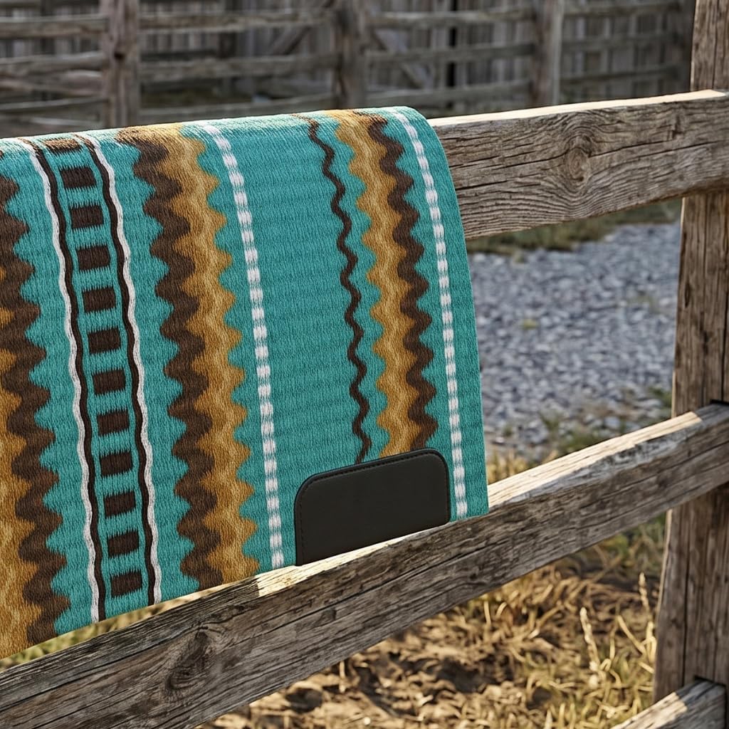 Western Show Saddle Pad/Blanket for Horses - Handmade Wool Saddle Blanket with New Zealand Design, Thick, Durable &