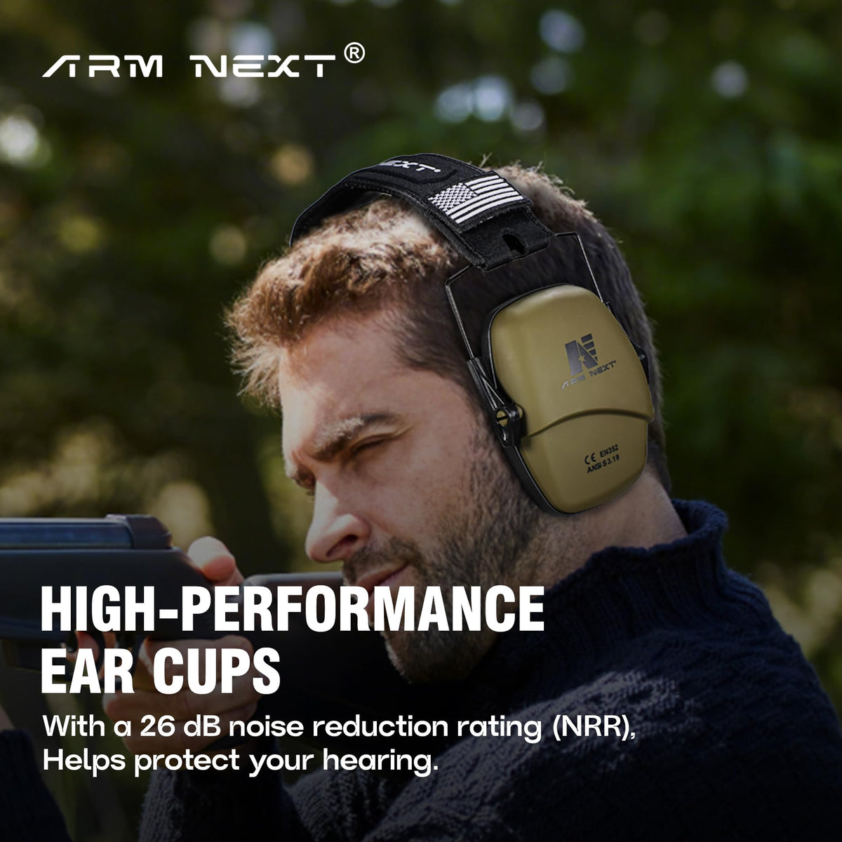 Shooting Ear Protection,Foldable Noise Reduction Ear Muffs,Green
