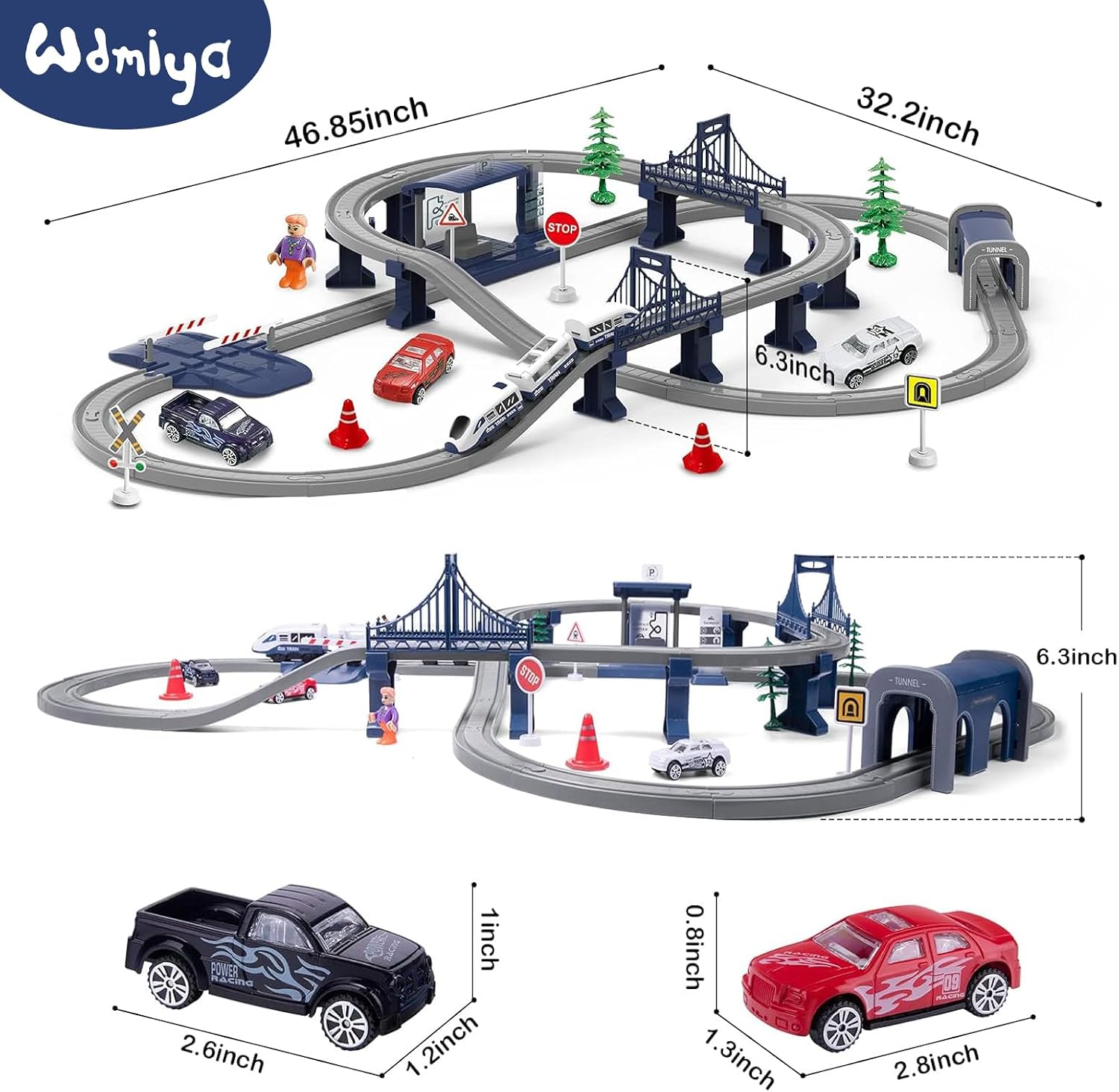 Train Sets for Boys 4-7, 104 Pcs Battery Operated Trains with Tracks | Magnetic Connection, Compatible with Thomas