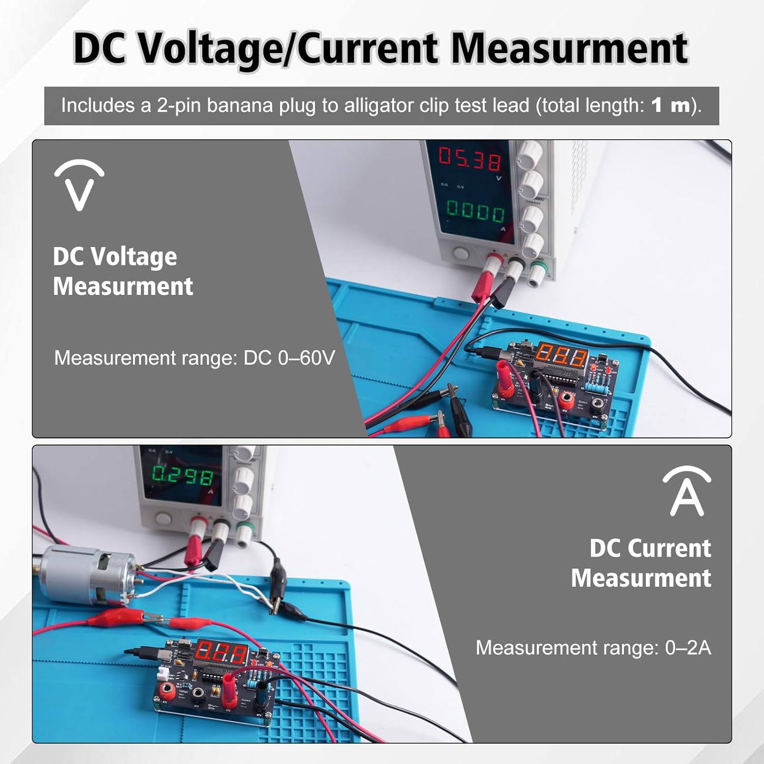 DIY Digital Voltmeter & Ammeter Soldering Practice Kit | DC Voltage Current Meter with LED Display, Test Leads, Dual