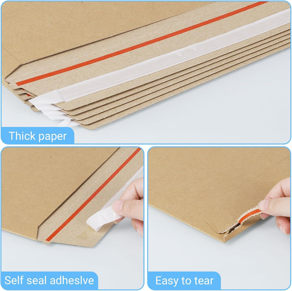 25 Pack Large Kraft Rigid Mailer 10"x13.5" Rigid Envelopes | Stay Flat Cardboard Envelopes Self Seal Document Mailers