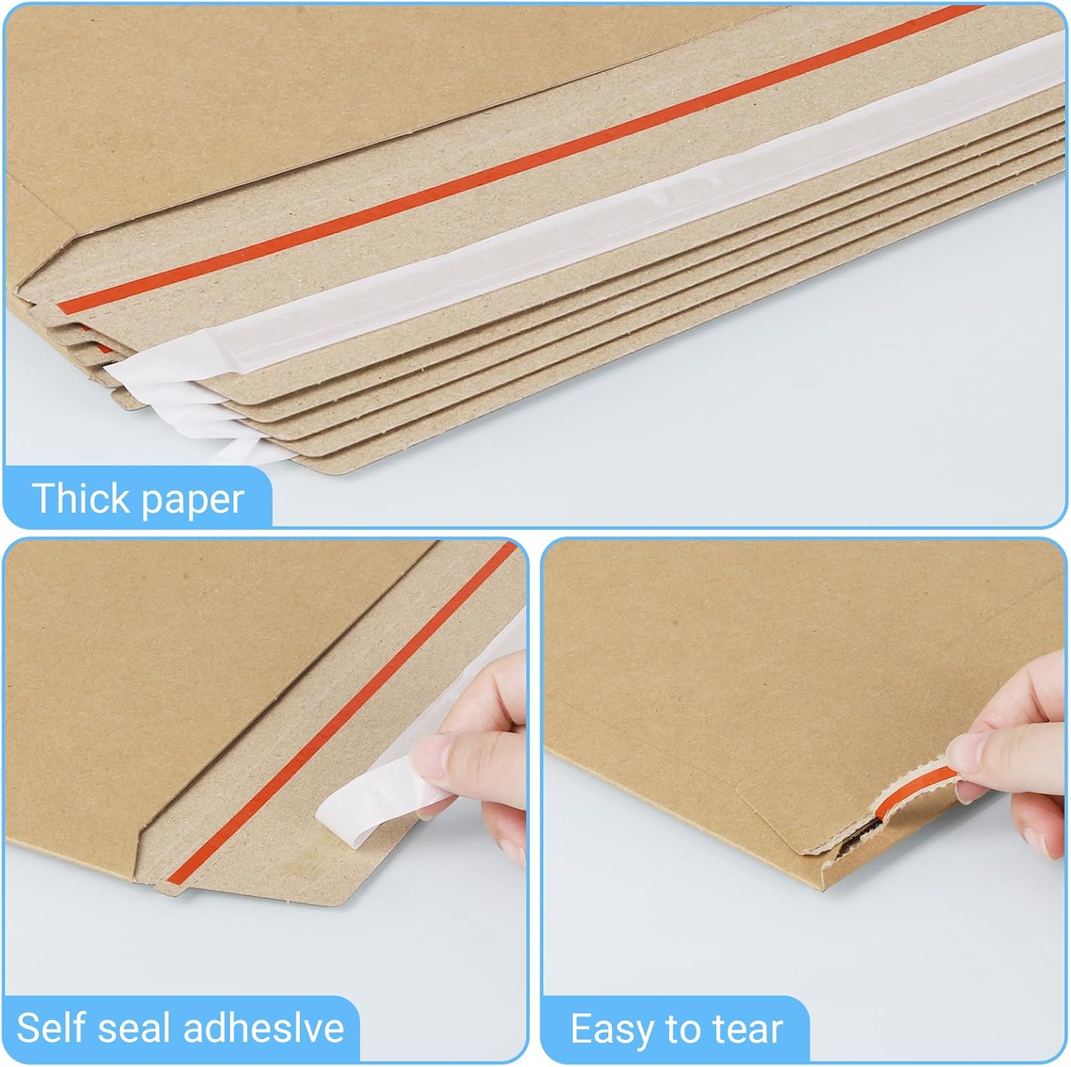 25 Pack Large Kraft Rigid Mailer 10"x13.5" Rigid Envelopes | Stay Flat Cardboard Envelopes Self Seal Document Mailers