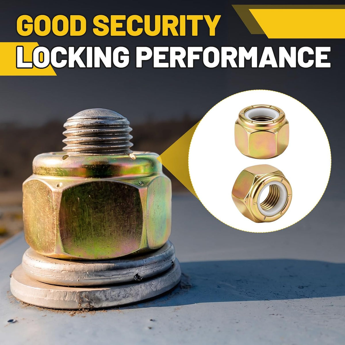 Hicarer 100 Pcs 1/2''-13 Grade 8 Lock Nut, Nylon Insert Locknut