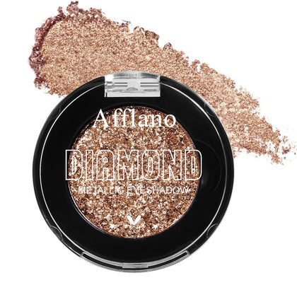 Shimmery Nude Brown Eyeshadow Highly Pigmented, Sparkle Intense Color Brown Glitter Eyeshadow Palette Single, Long