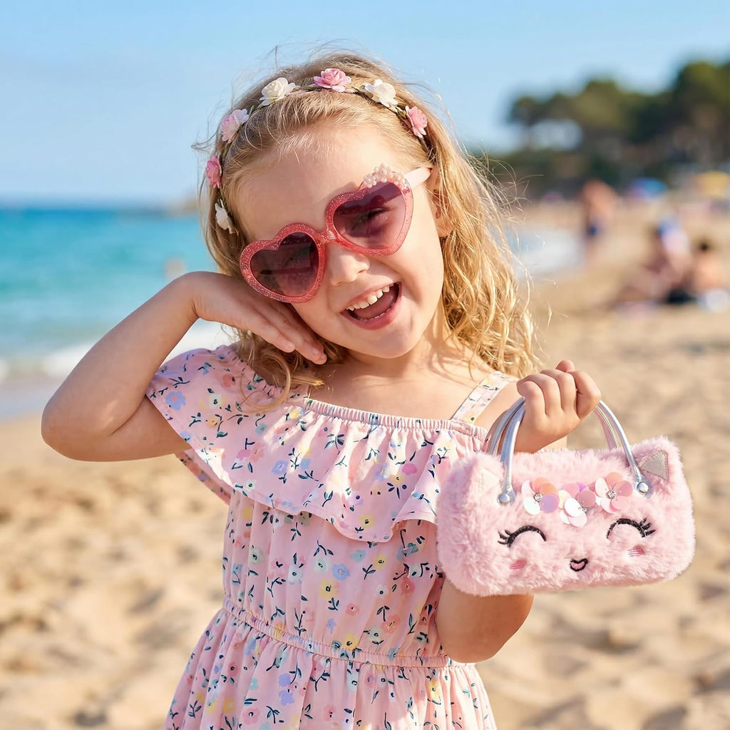 Unicorn Kids Sunglasses with Eyeglass Case, Portable Hard Sunglasses Pouch with Handle UV Protection