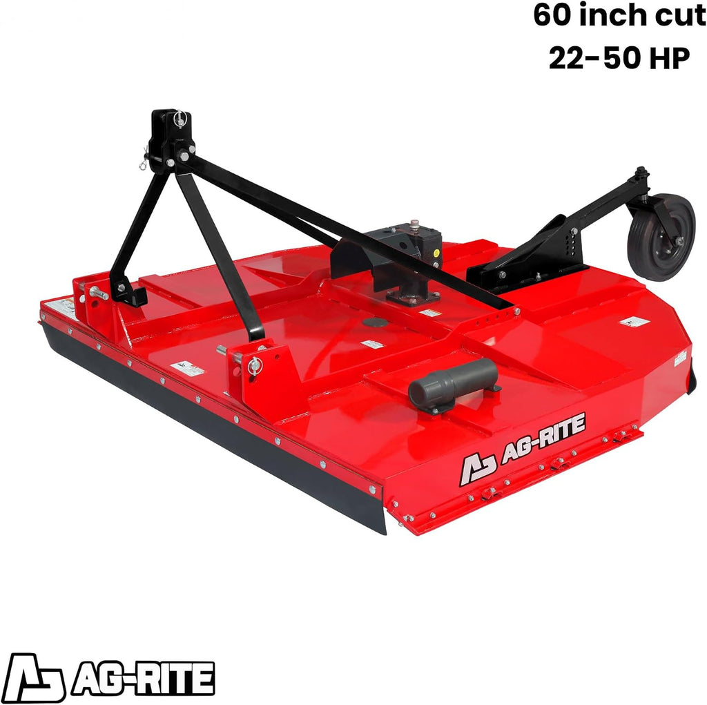 60 Inch Brush Hog Tractor Rotary Cutter - No PTO, Fits 22-50 HP | 540 RPM Heavy Duty 3 Point Rotary Mower, 6 Gauge