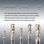 NZ 3 Flute 1/2" Solid Carbide Square End Mill ZrN Coated, 1Pc