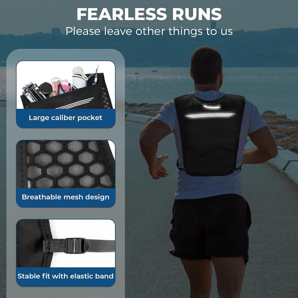 Running Hydration Vest, Adjustable Chest Straps Running Vest for Women Men with 500ml Soft Flask