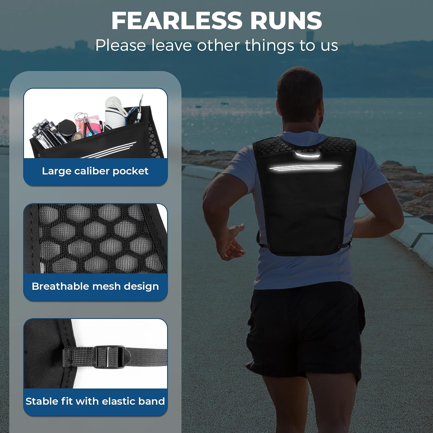 Running Hydration Vest, Adjustable Chest Straps Running Vest for Women Men with 500ml Soft Flask