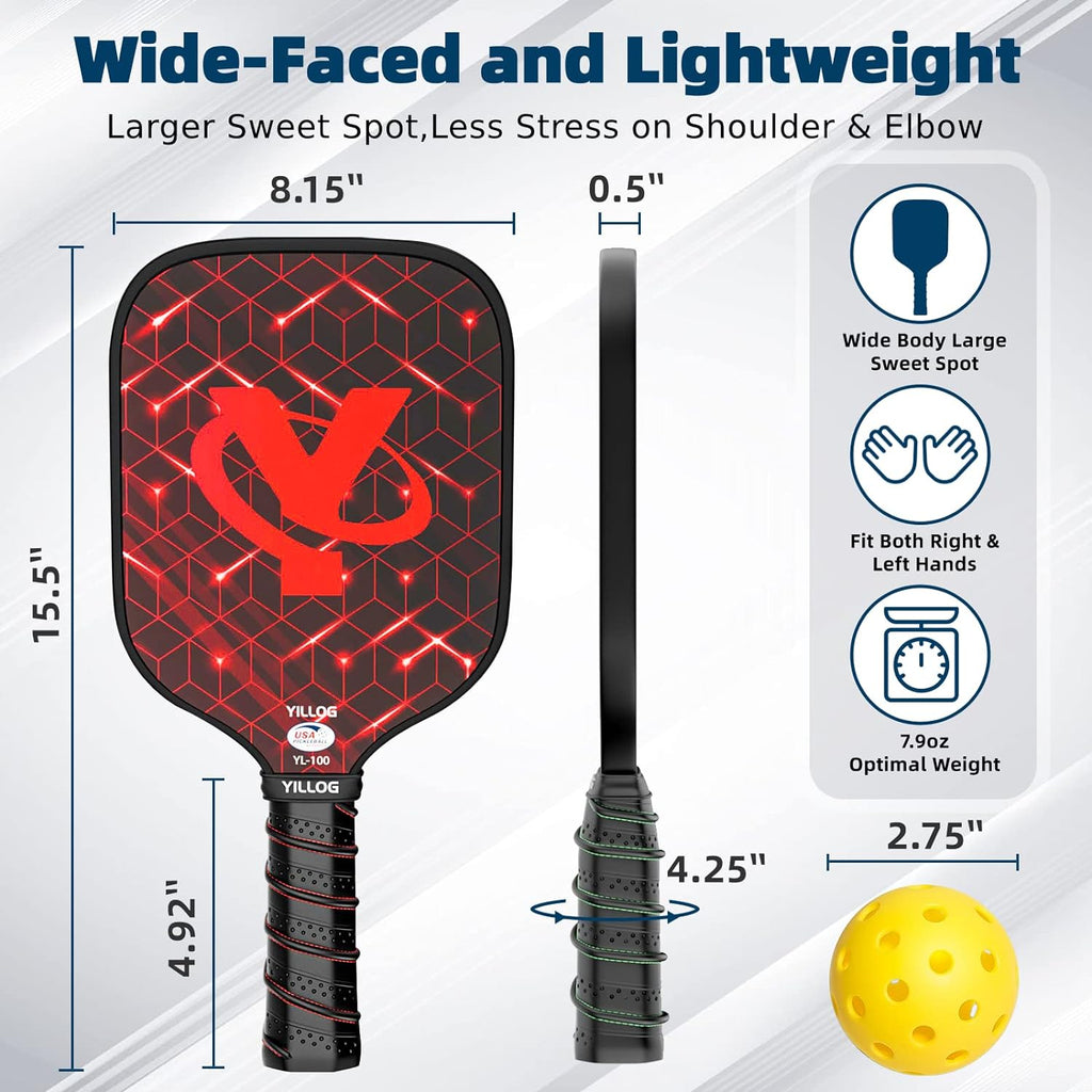 Pickleball Paddles Set of 4, USAPA Approved Fiberglass Rackets | 4 Pickleball Balls, 4 Cooling Towels, Pickleball