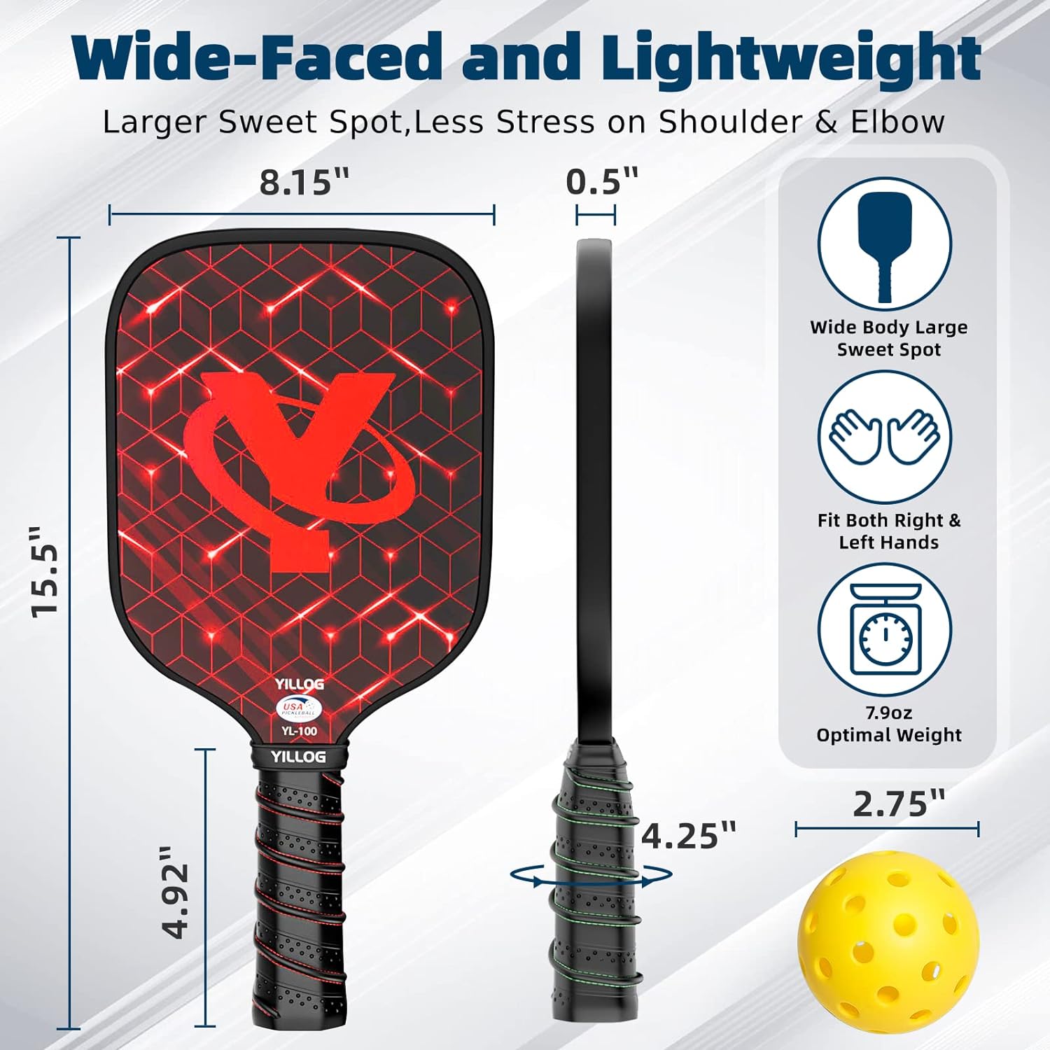 Pickleball Paddles Set of 4, USAPA Approved Fiberglass Rackets | 4 Pickleball Balls, 4 Cooling Towels, Pickleball
