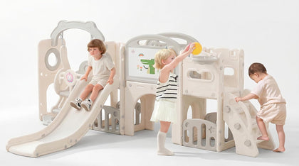 Toddler Playsets Slide for Backyard Indoor 12-in-1 Swing Set Outdoor Freestanding Climber Playground Playset with