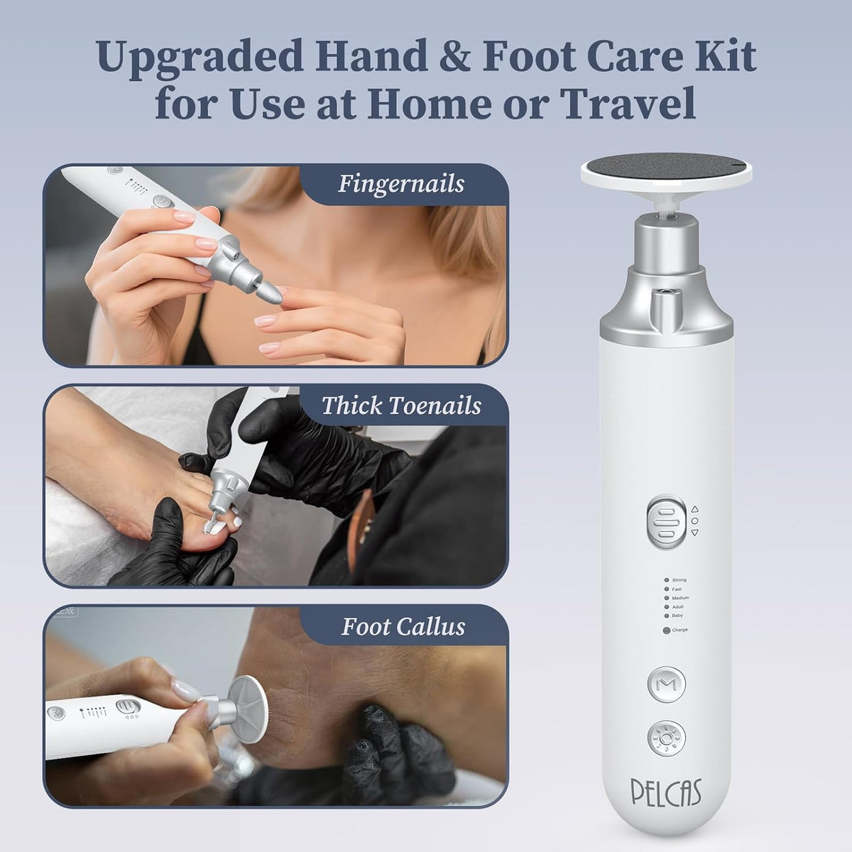 Electric Nail Filer, Cordless Nail Drill with LED Light & 5 Speeds