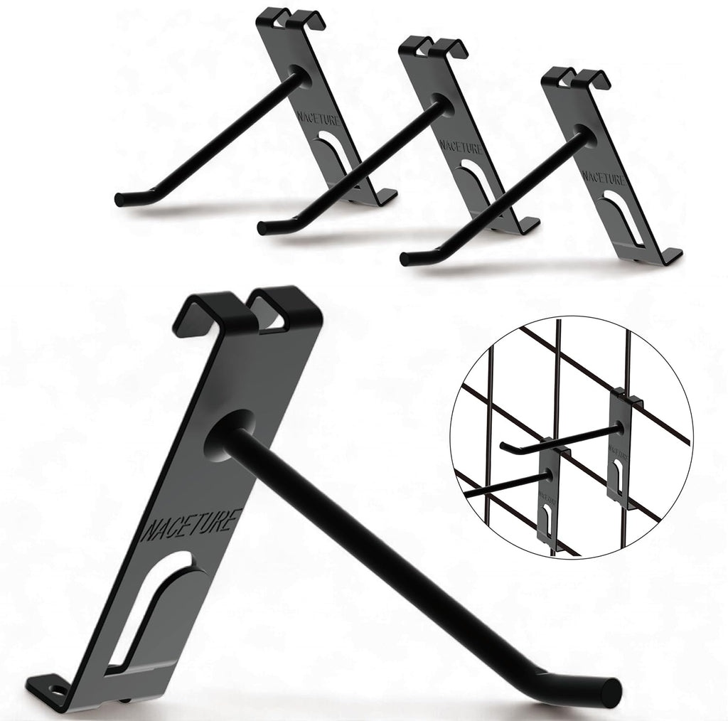 Double Gridwall Hooks- 24 Pcs Display Hooks for Grid Wall Panel- Grid Wall Hooks 4 inch with Extra Hook On The