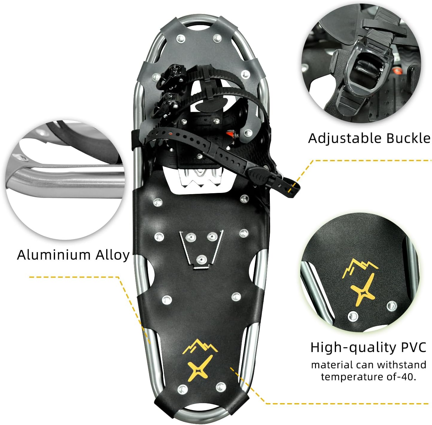 All Terrain Snowshoes with Trekking Poles,Lightweight Aluminum Snowshoes and Trekking Poles for