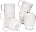 Large Ceramic Stackable Coffee Mugs Set of 6, 17 Oz, Dishwasher and Microwave Safe (White, 17 Oz)