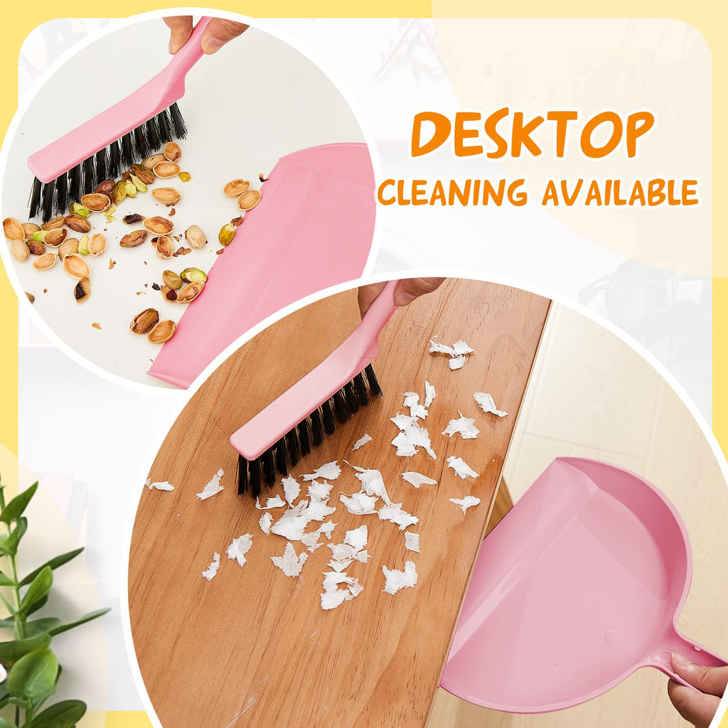 18 Pack Mini Dustpan Brush Set Small Broom Set Bulk,Pink