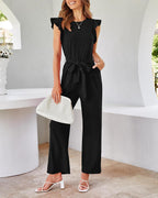 Dressy Jumpsuits For Women Cap Sleeve Wide Leg Romper