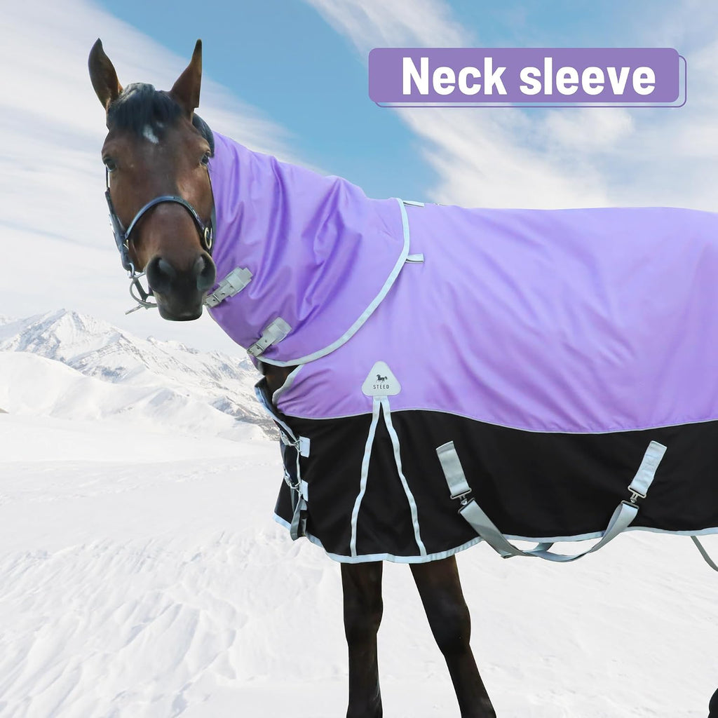 Horse Turnout Blankets Horse Blanket Winter Water Resistant,220G-Gram Polyester Poly Filling Liner 1200D Premium
