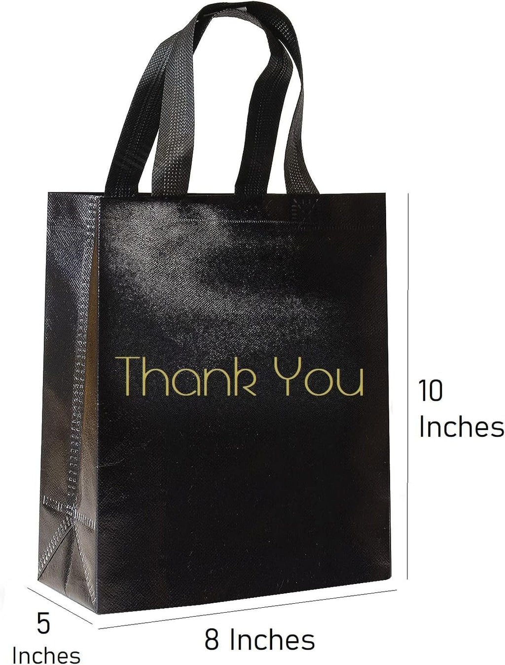Thank You Gift Bags Bulk - Bulk Pack - Reusable Eco Friendly - 8x10 Inch - Black Glossy Medium
