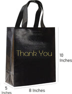 Thank You Gift Bags Bulk - Bulk Pack - Reusable Eco Friendly - 8x10 Inch - Black Glossy Medium