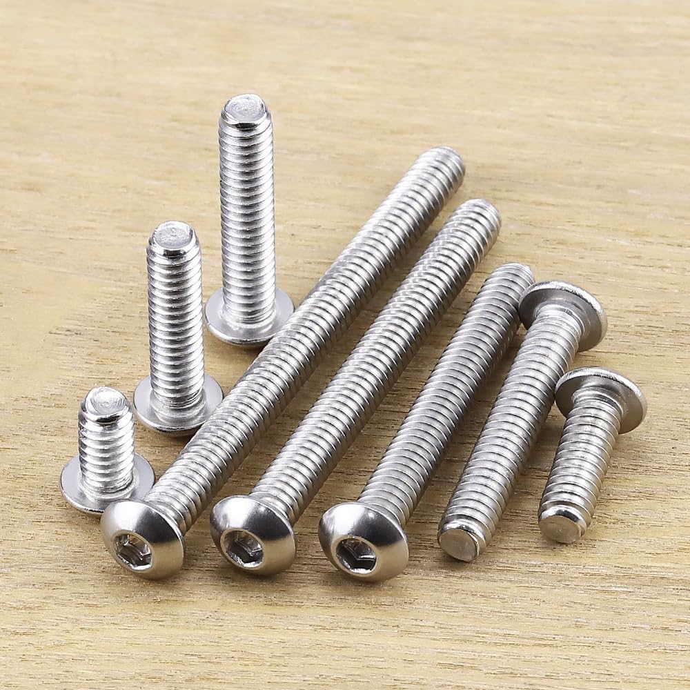 1/4-20 x 3/4" Button Head Socket Cap Bolts Screws, 304 Stainless Steel 18-8, Allen Hex Drive, Bright Finish, Fully Machine Thread, Pack of 25