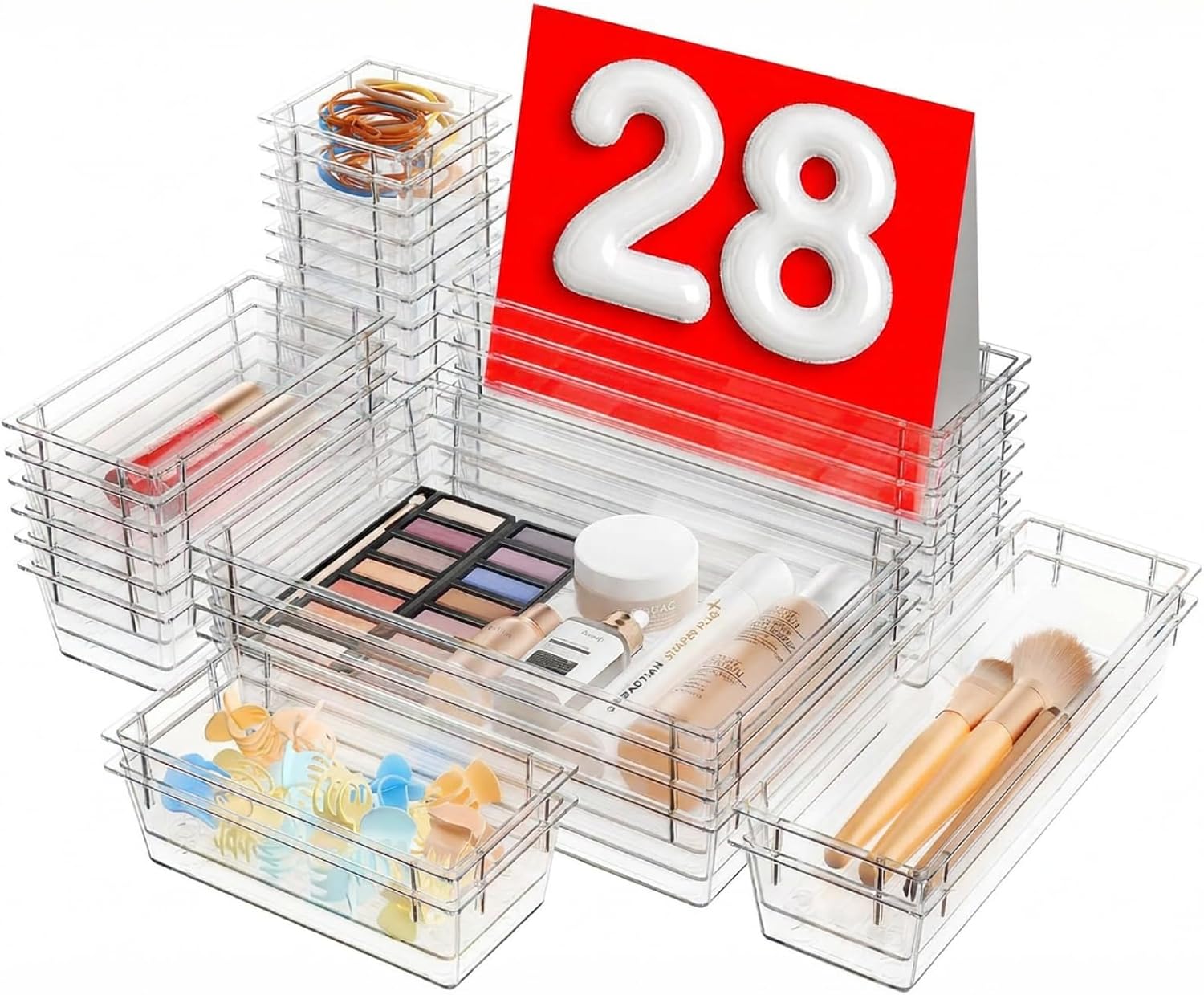 【Military Grade】 Drawer Organizer, 【𝟱𝗦𝗶𝘇𝗲】 Makeup organizer, 【Holds 177 Items】 Bathroom Organizers and Storage