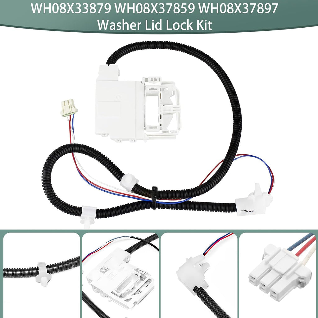 WH08X33879 WH08X37859 WH08X37897 Washer Lid Lock Assembly Fit for ge Replace Models PTW600BSR1WS PTW600BPR1DG PTW605BPR1DG PTW700BPT0DG PTW900BPT0DG PTW905BPT0RS HTW265ASW0WW GTW220ACW0WW GTW385ASW0WS