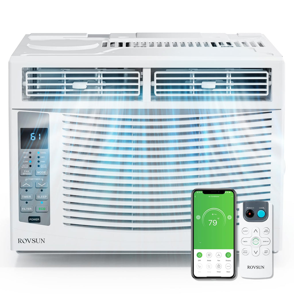 Smart 6000 BTU Window Air Conditioner with WiFi, Energy Saving Window AC Unit with Remote & App Control & Timer