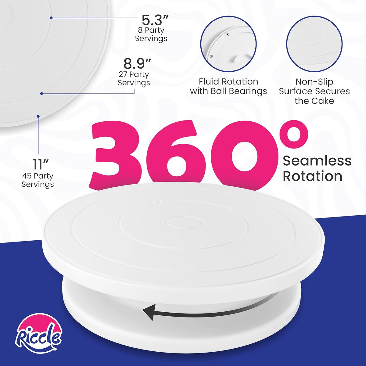 94 pcs Cake Decorating Kit with Cake Turntable - Includes 50pcs 16 Inch Disposable + 2 Reusable Piping Bags and Tips