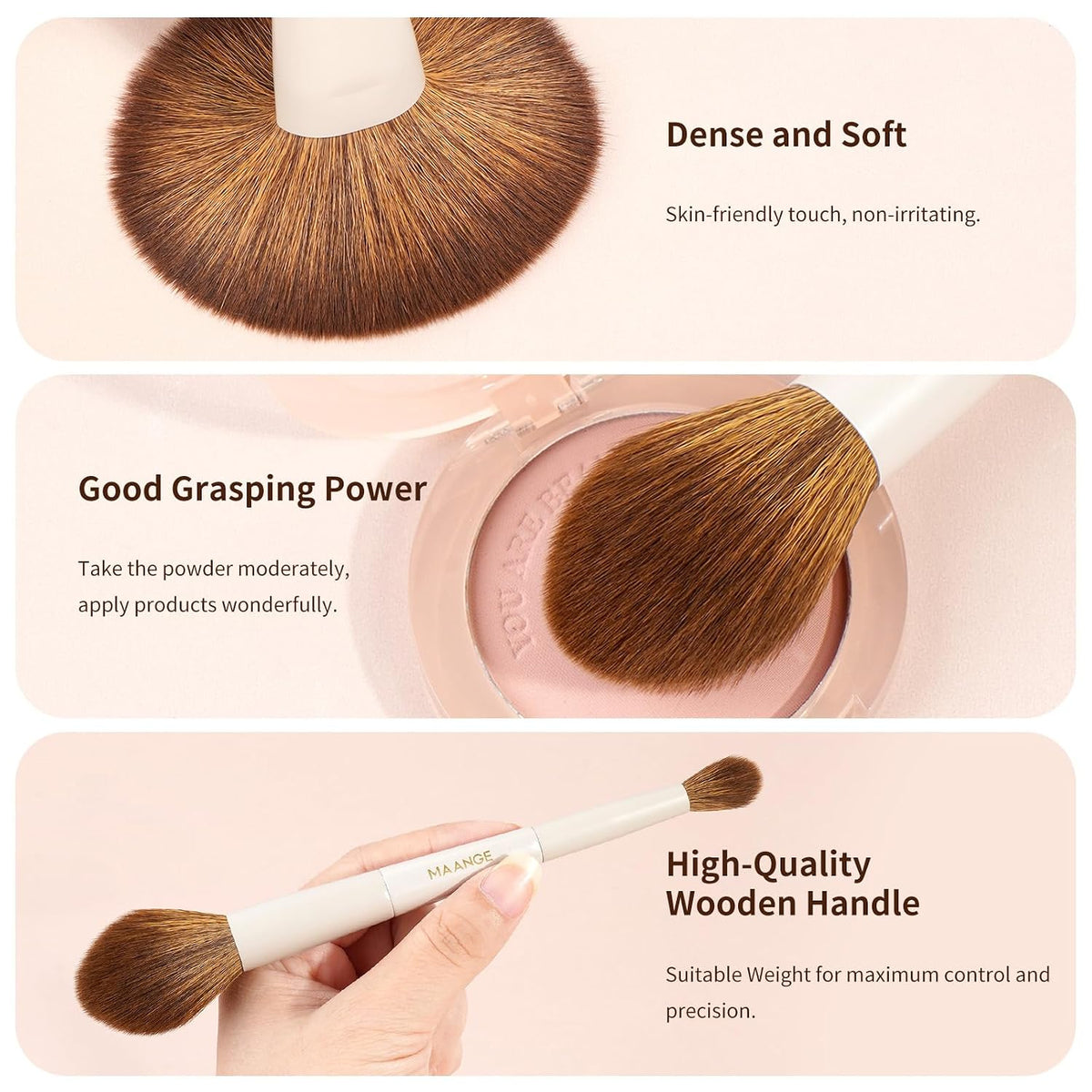 Makeup Brush Set 14-In-7 Double Ended Essential Foundation Makeup Brushes for Powder Concealers Eye Shadows Blush