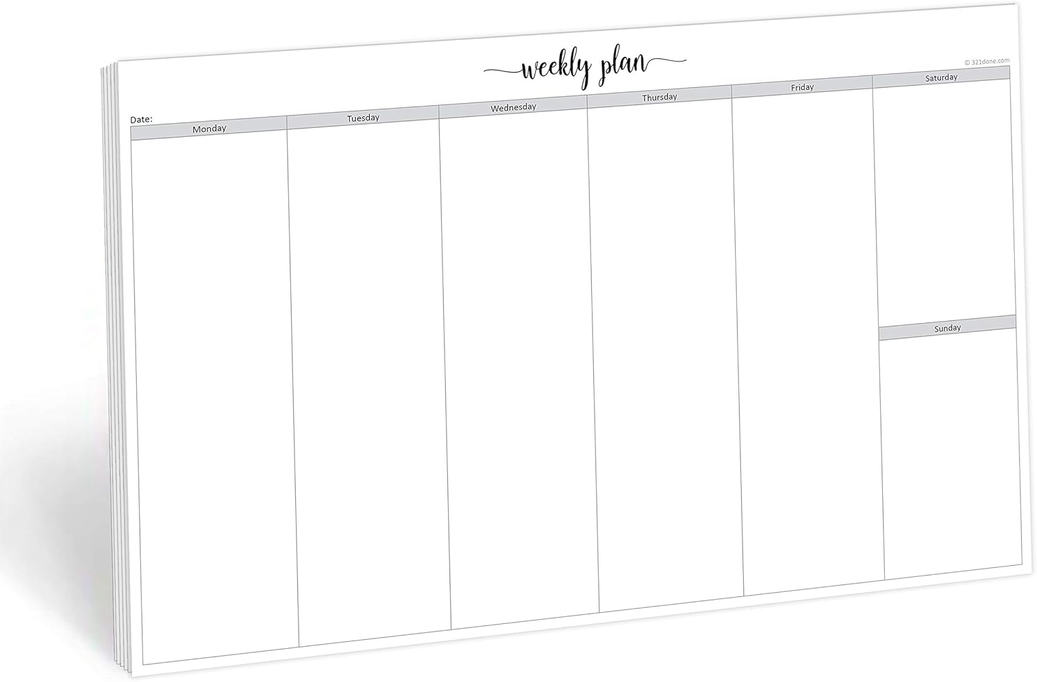 Undated Weekly Planner Notepad, Jumbo 11x17 Desk Pad - 50 Tear-Off Sheets, Weekday Monday-Friday Schedule, Daily Task