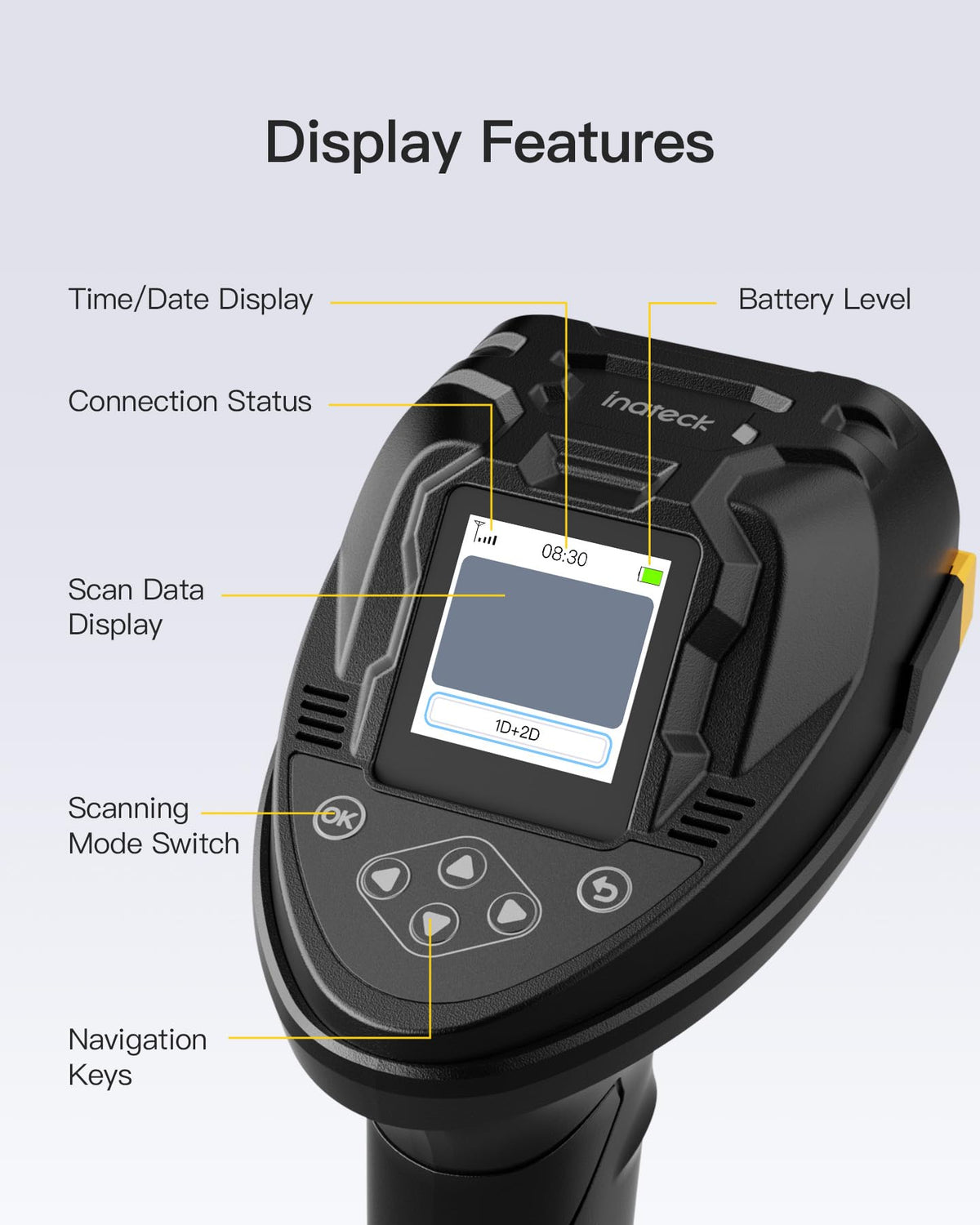 2D Barcode Scanner, Dual-Sensor CMOS & CCD with TFT Screen